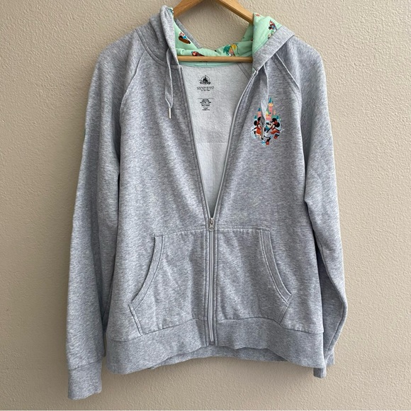 Disney Resorts Womens XL Gray Embroidered Graphic Zip up Hoodie with Drawstrings - Picture 12 of 13
